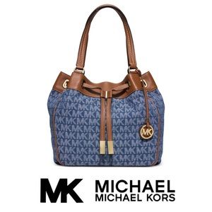 NWT Michael Kors Marina Denim Drawstring Bag